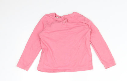 NEXT Girls Pink  Cotton Basic T-Shirt Size 18-24 Months Round Neck