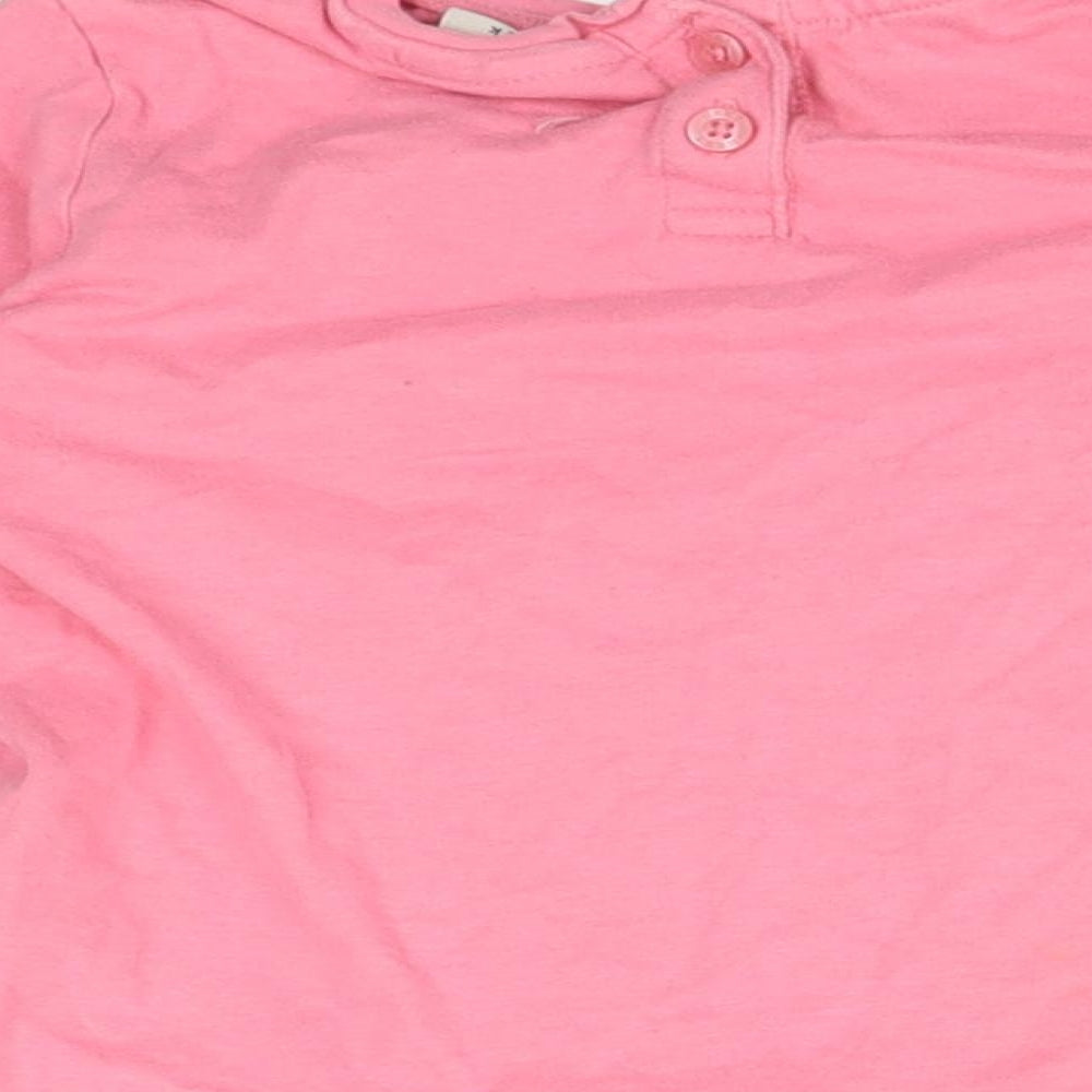 NEXT Girls Pink  Cotton Basic T-Shirt Size 18-24 Months Round Neck