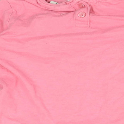 NEXT Girls Pink  Cotton Basic T-Shirt Size 18-24 Months Round Neck