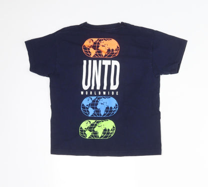 Preworn Boys Blue  Cotton Basic T-Shirt Size 5-6 Years Crew Neck  - UNTED WORLDWIDE