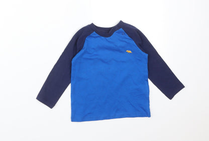 F&F Boys Blue Colourblock Cotton Basic T-Shirt Size 9-12 Months Crew Neck