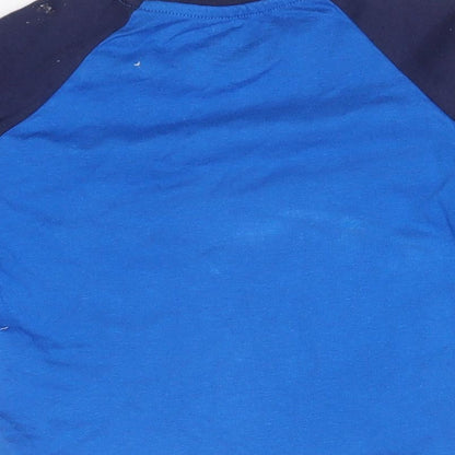 F&F Boys Blue Colourblock Cotton Basic T-Shirt Size 9-12 Months Crew Neck