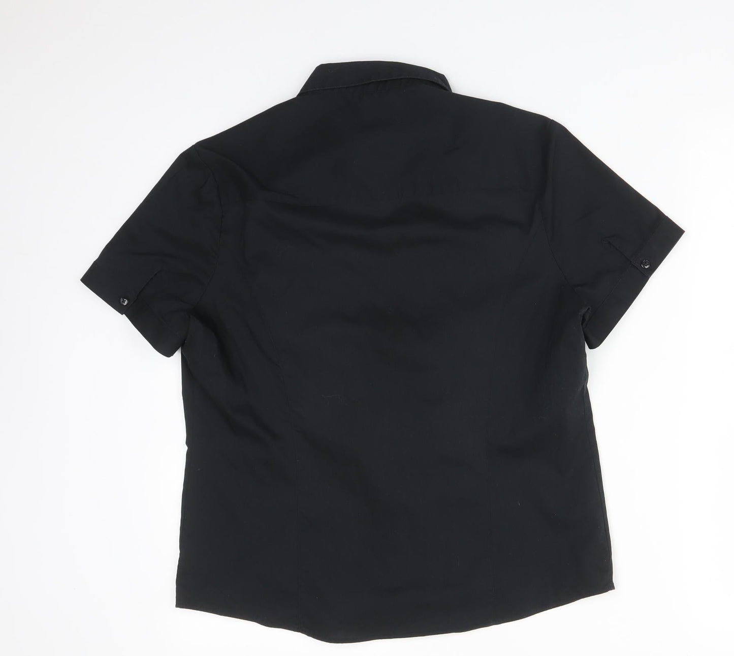 George Womens Black  Polyester Basic Button-Up Size 12 Collared