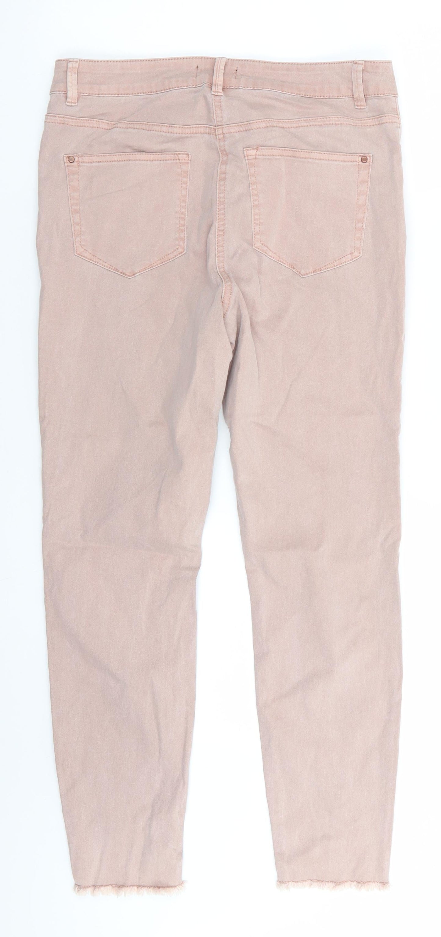 / Denim Womens Pink  Cotton Skinny Jeans Size 12 L26 in Regular  - Dusty Pink Freyed hems