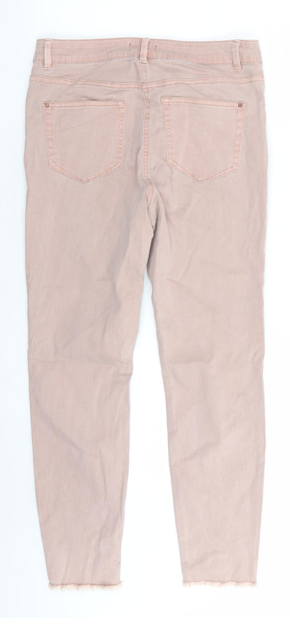 / Denim Womens Pink  Cotton Skinny Jeans Size 12 L26 in Regular  - Dusty Pink Freyed hems