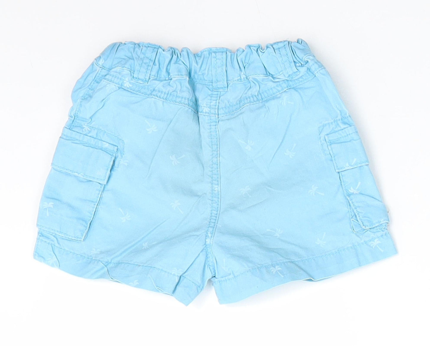 Victor Dodea Boys Blue Floral  Cargo Trousers Size 12 Months   - Palm Tree Print Back Elastication