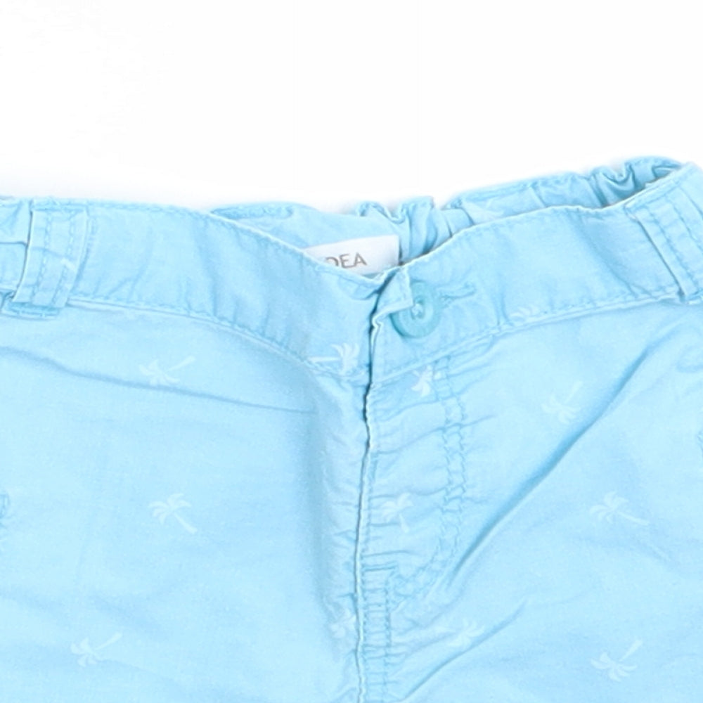 Victor Dodea Boys Blue Floral  Cargo Trousers Size 12 Months   - Palm Tree Print Back Elastication