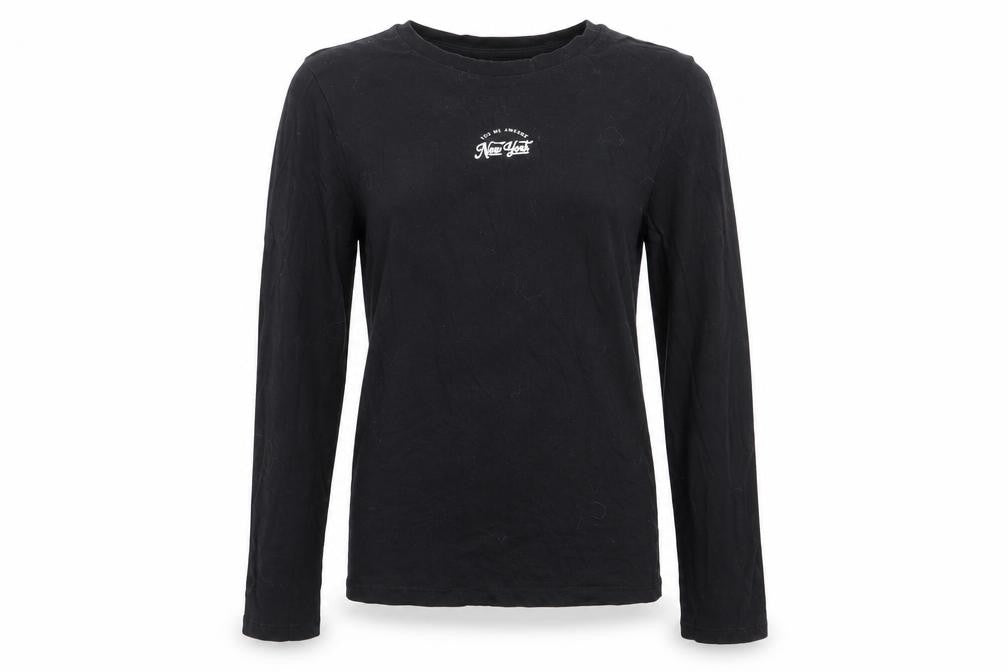 Front view of Marks & Spencer Originals girls’ black cotton basic casual, years round neck - you are awesome new york