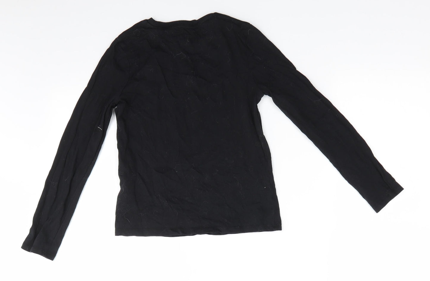 M&S Originals Girls Black  Cotton Basic Casual Size 9-10 Years Round Neck  - You are awesome New York