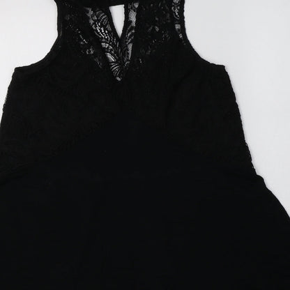 River Island Womens Black  Viscose A-Line  Size 10  High Neck  - Lace Detail
