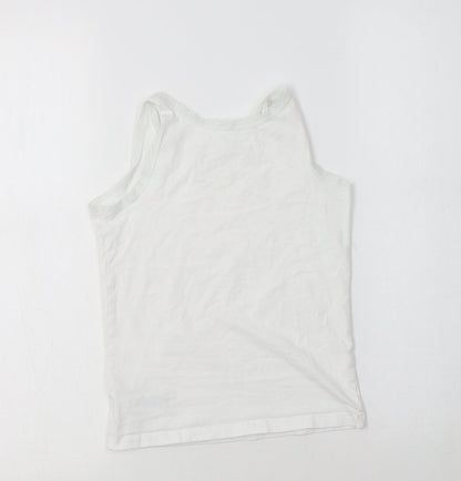 NEXT Girls White  Cotton Basic Tank Size 7-8 Years Round Neck