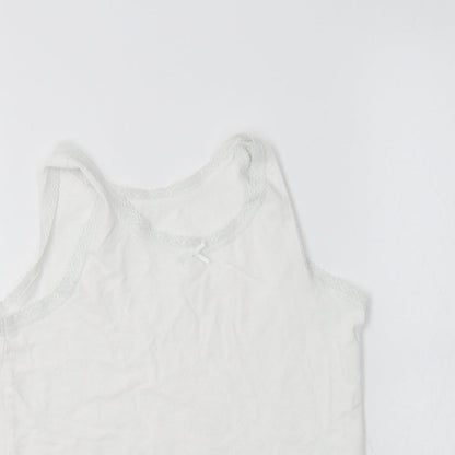 NEXT Girls White  Cotton Basic Tank Size 7-8 Years Round Neck