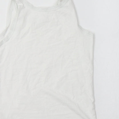 NEXT Girls White  Cotton Basic Tank Size 7-8 Years Round Neck