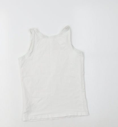 NEXT Girls White  Cotton Camisole Tank Size 7-8 Years V-Neck  - Lace Detail