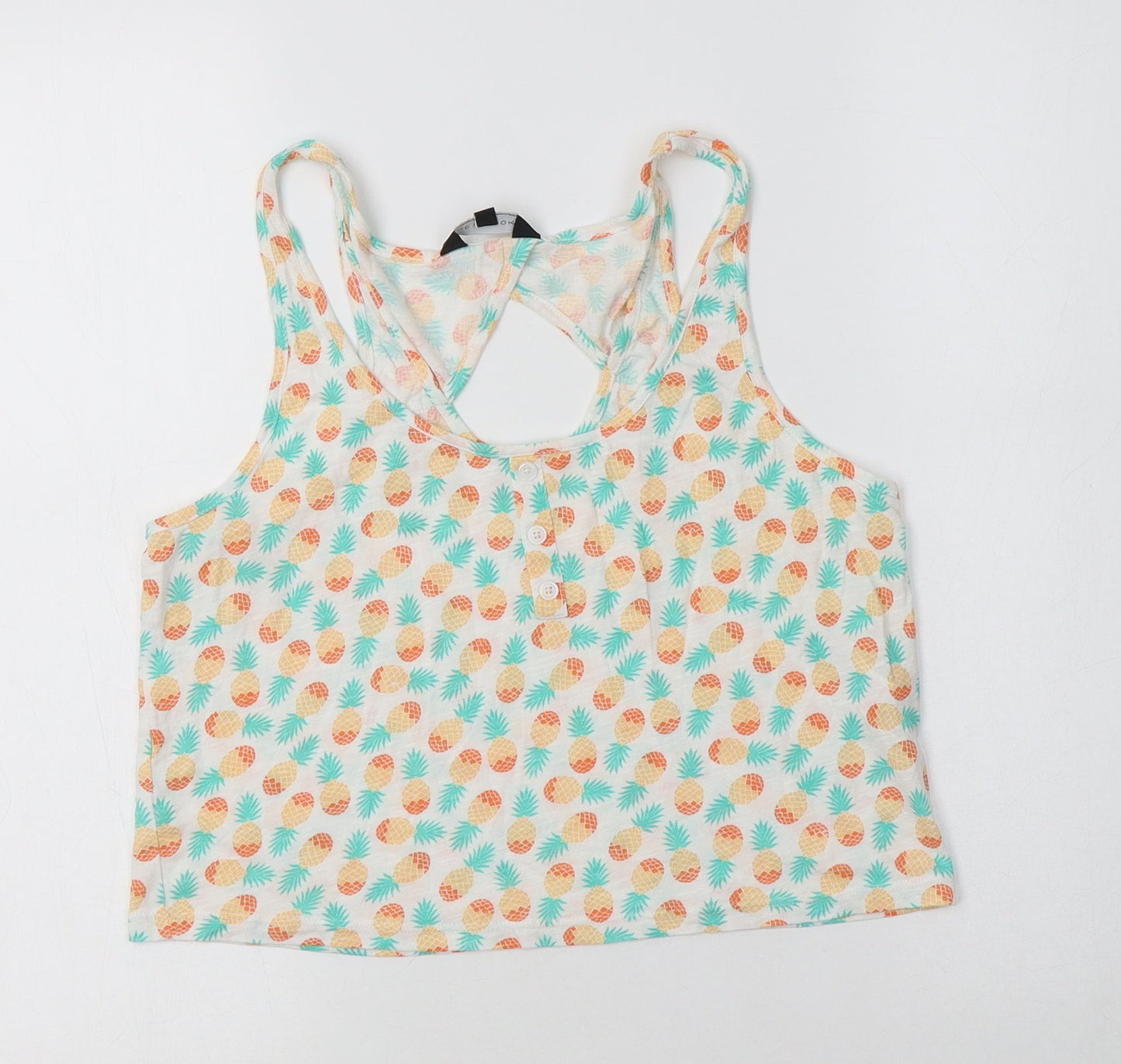 Womens UK Size 12 New Look White Cropped Tank