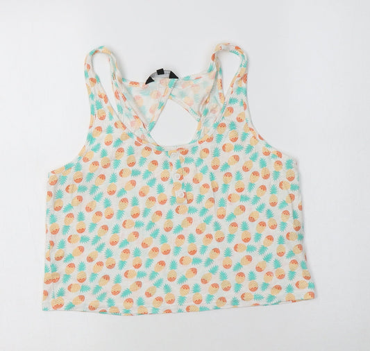Womens UK Size 12 New Look White Cropped Tank