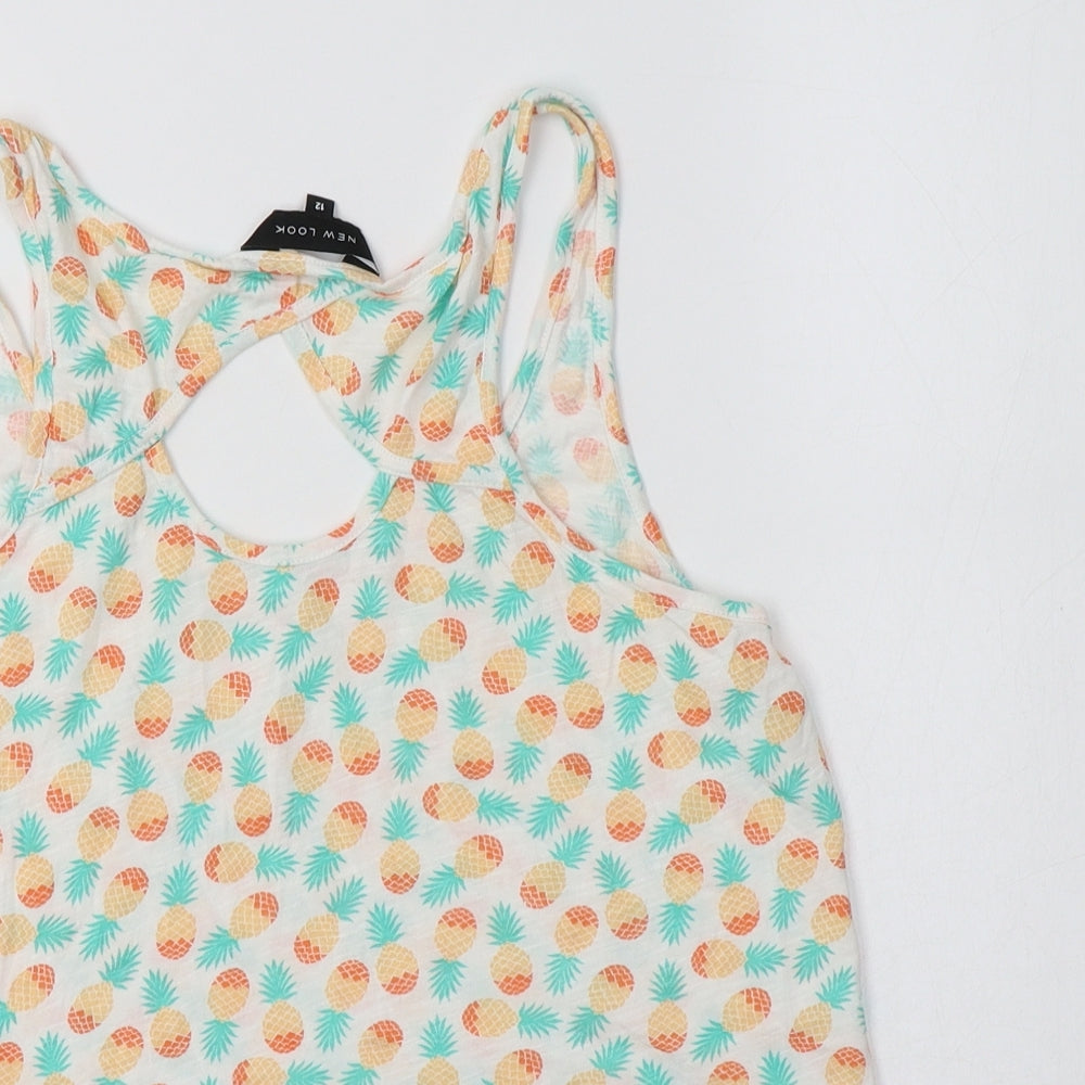 Womens UK Size 12 New Look White Cropped Tank