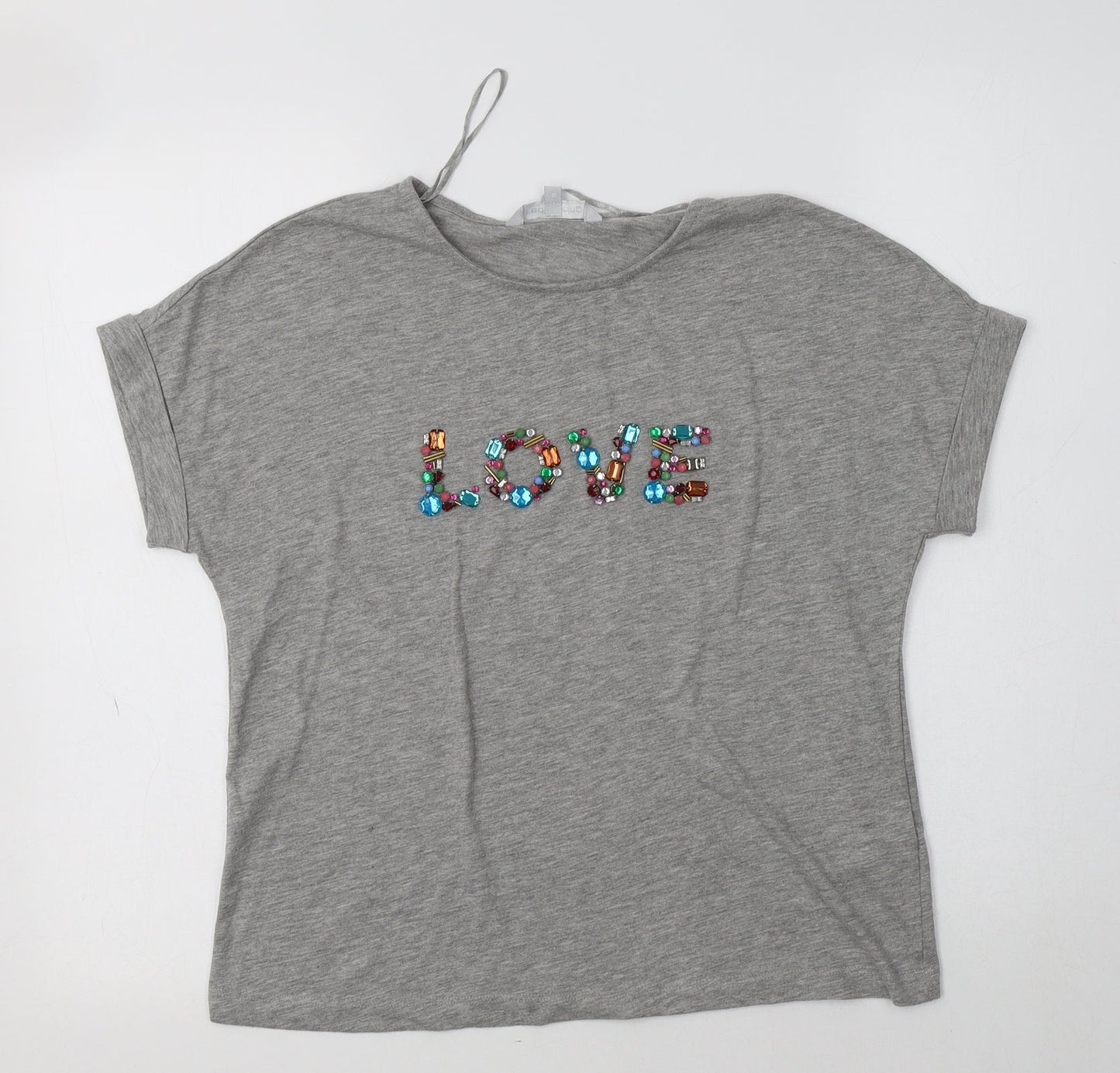Womens UK Size 8 Red Herring Grey Basic T-Shirt