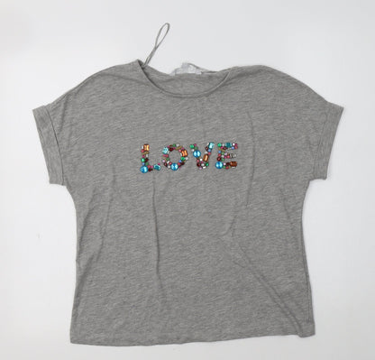 Womens UK Size 8 Red Herring Grey Basic T-Shirt