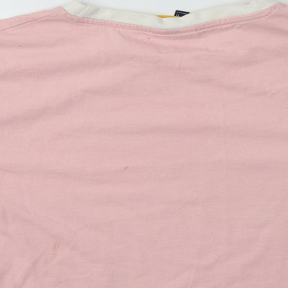 ellesse Womens Pink  Cotton Cropped Polo Size 8 Crew Neck