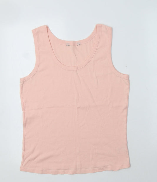 F&F Womens Pink  Cotton Basic Tank Size 16 Scoop Neck