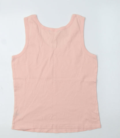 F&F Womens Pink  Cotton Basic Tank Size 16 Scoop Neck