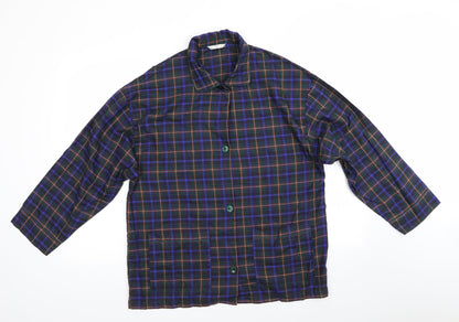 Marks and Spencer Womens Green Check Cotton  Pyjama Top Size 12   - Green Blue Red Yellow