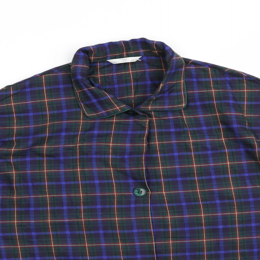 Marks and Spencer Womens Green Check Cotton  Pyjama Top Size 12   - Green Blue Red Yellow