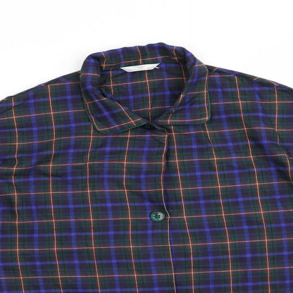 Marks and Spencer Womens Green Check Cotton  Pyjama Top Size 12   - Green Blue Red Yellow