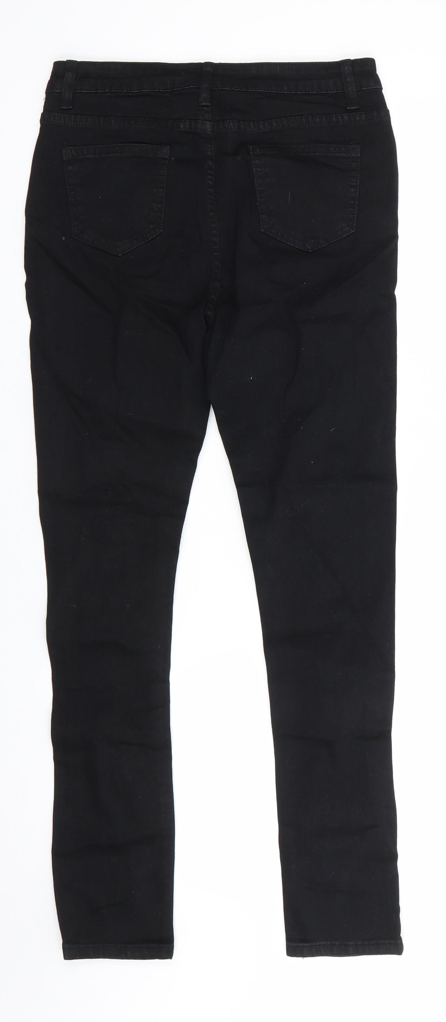 SheIn Womens Black  Cotton Skinny Jeans Size S L27 in Regular  - Very Distressed