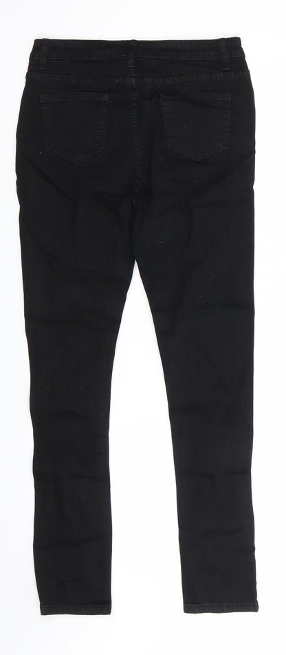 SheIn Womens Black  Cotton Skinny Jeans Size S L27 in Regular  - Very Distressed