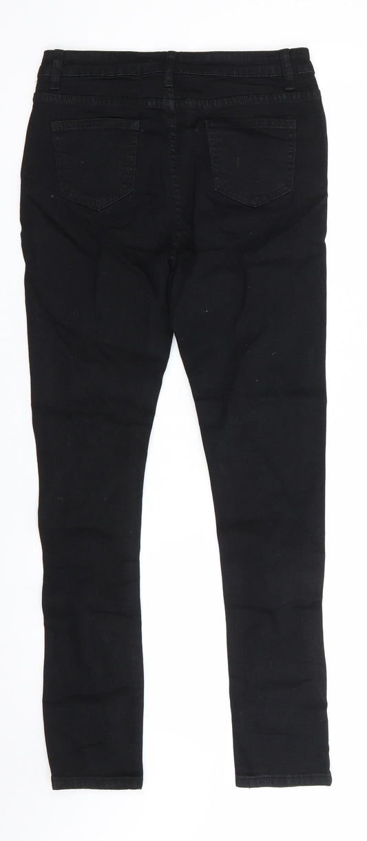 SheIn Womens Black  Cotton Skinny Jeans Size S L27 in Regular  - Very Distressed