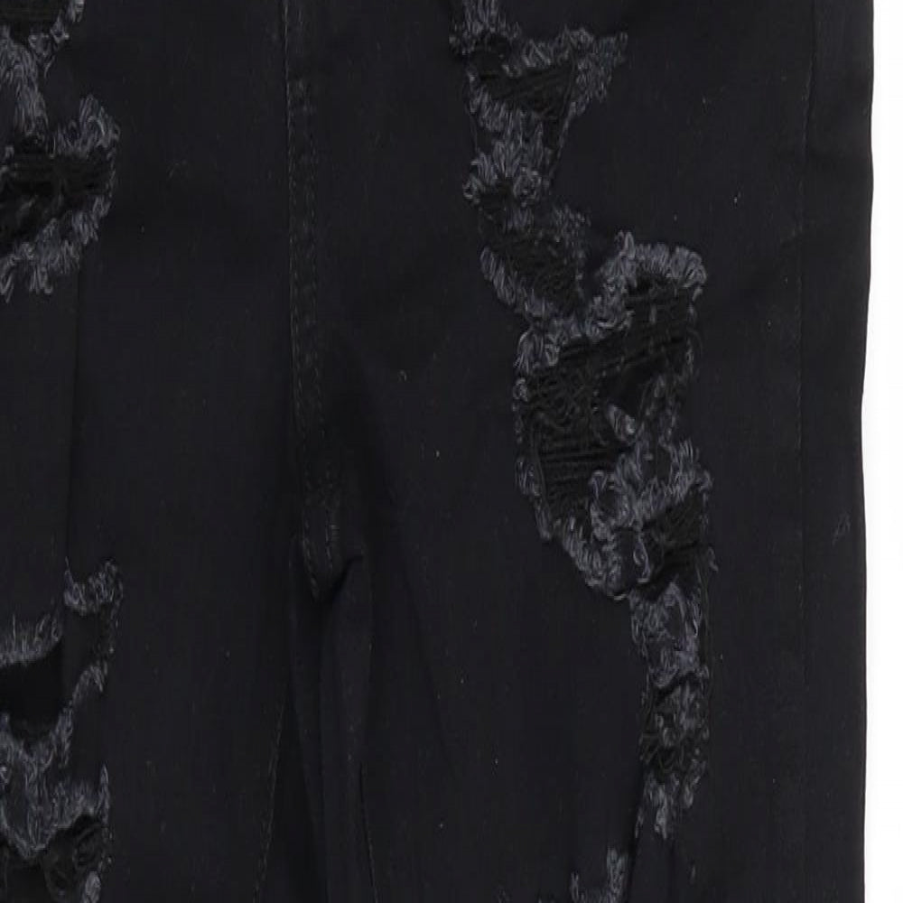 SheIn Womens Black  Cotton Skinny Jeans Size S L27 in Regular  - Very Distressed