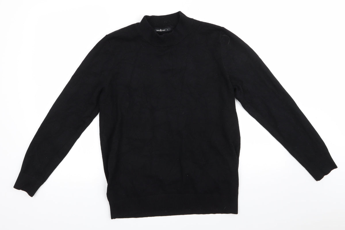 Additional front view of Grow Style women’s black high neck nylon jumper, size L