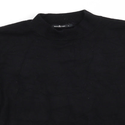 Close-up detail of Grow Style women’s black high neck nylon jumper, size L