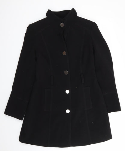 Womens UK Size 12 Dorothy Perkins Black Overcoat