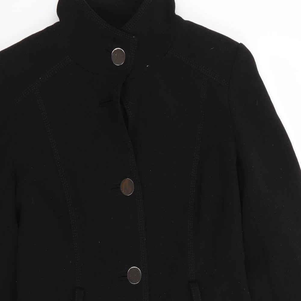 Womens UK Size 12 Dorothy Perkins Black Overcoat