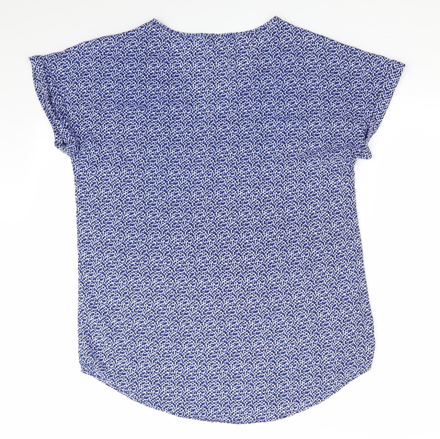 Papaya Womens Blue Geometric Polyester Basic Blouse Size 10 V-Neck - Small square blue mix pattern