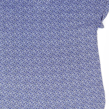 Papaya Womens Blue Geometric Polyester Basic Blouse Size 10 V-Neck - Small square blue mix pattern