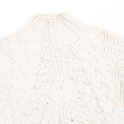 Primark Womens Ivory High Neck   Pullover Jumper Size M   - Pale pink Ivory mix