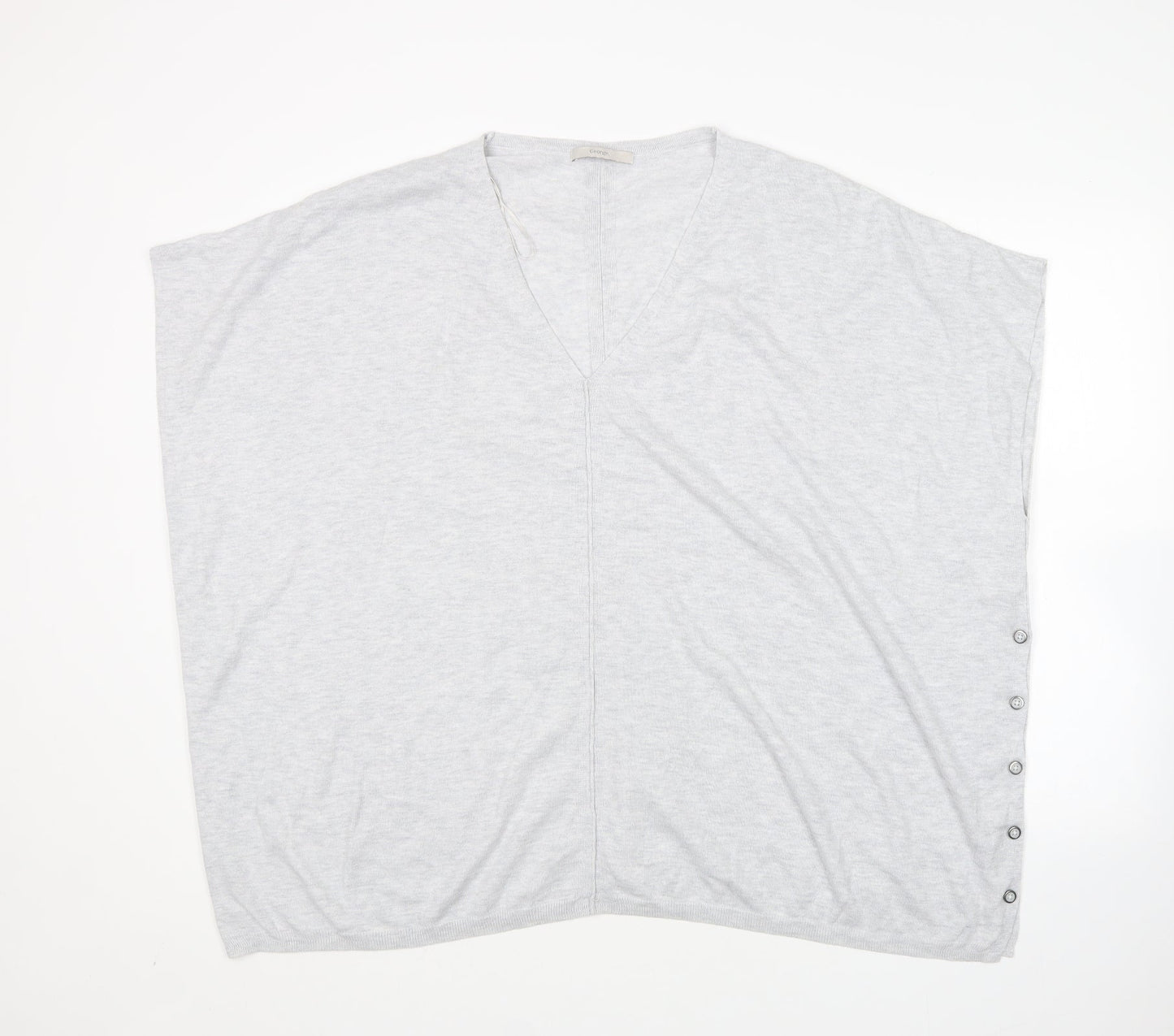 George Womens Grey V-Neck  Nylon Pullover Jumper Size XL