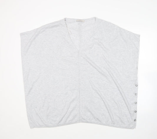 George Womens Grey V-Neck  Nylon Pullover Jumper Size XL