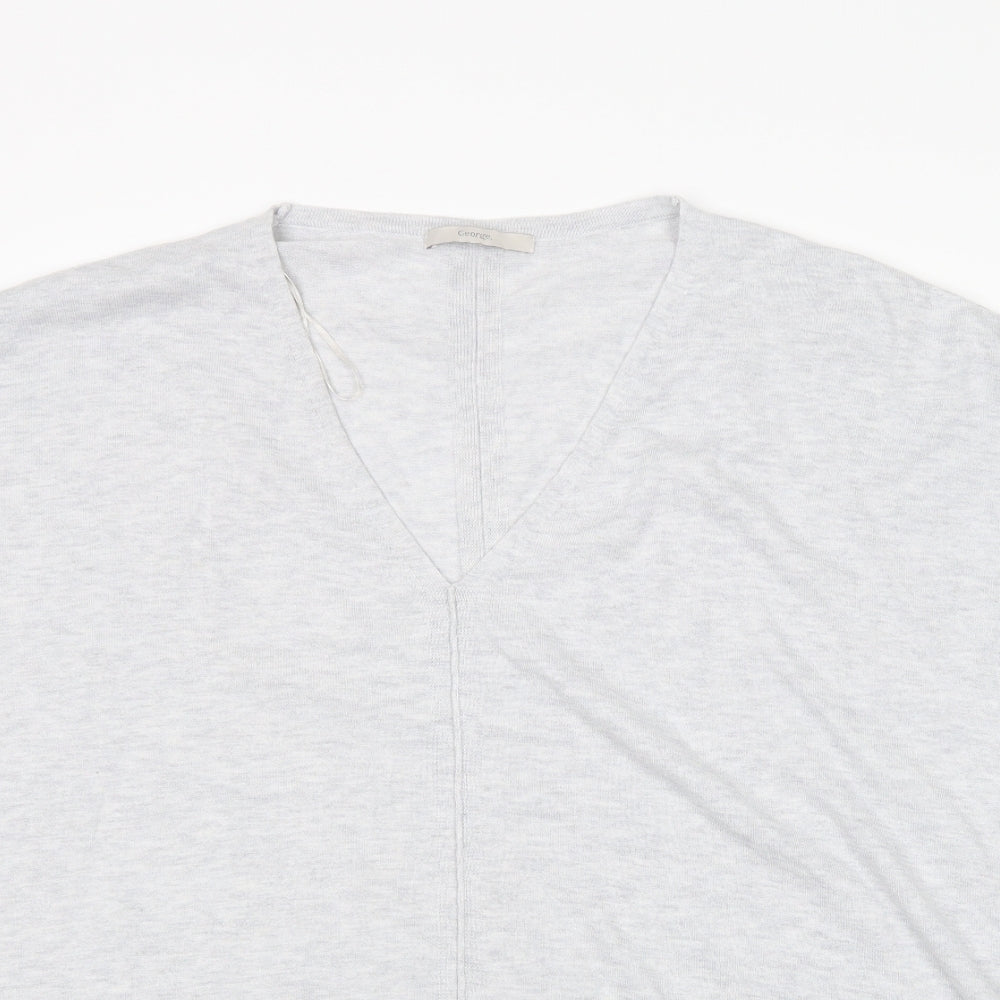 George Womens Grey V-Neck  Nylon Pullover Jumper Size XL