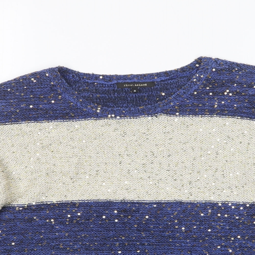 Womens UK Size 8 River Island Multicoloured Pullover Jumper