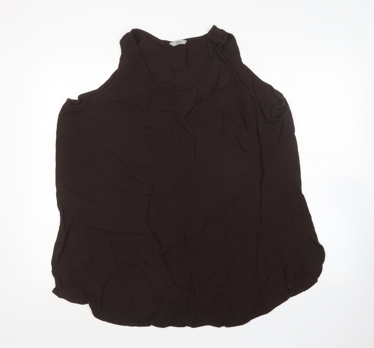 M&S Womens Brown  Viscose Basic Tank Size 26 Round Neck