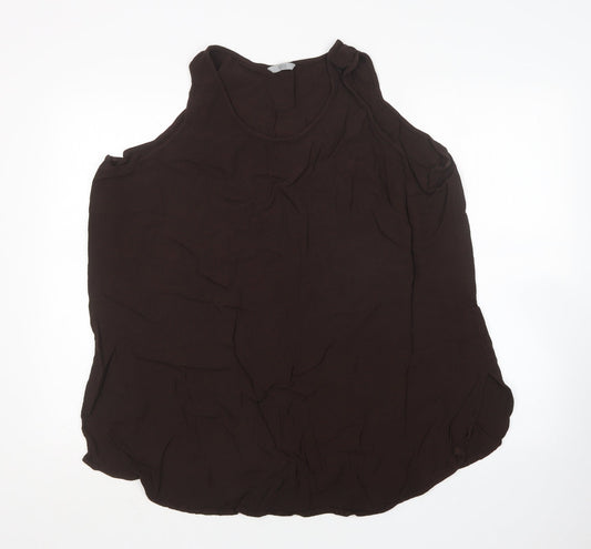 M&S Womens Brown  Viscose Basic Tank Size 26 Round Neck