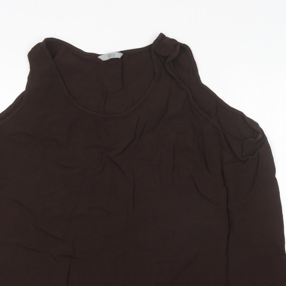 M&S Womens Brown  Viscose Basic Tank Size 26 Round Neck