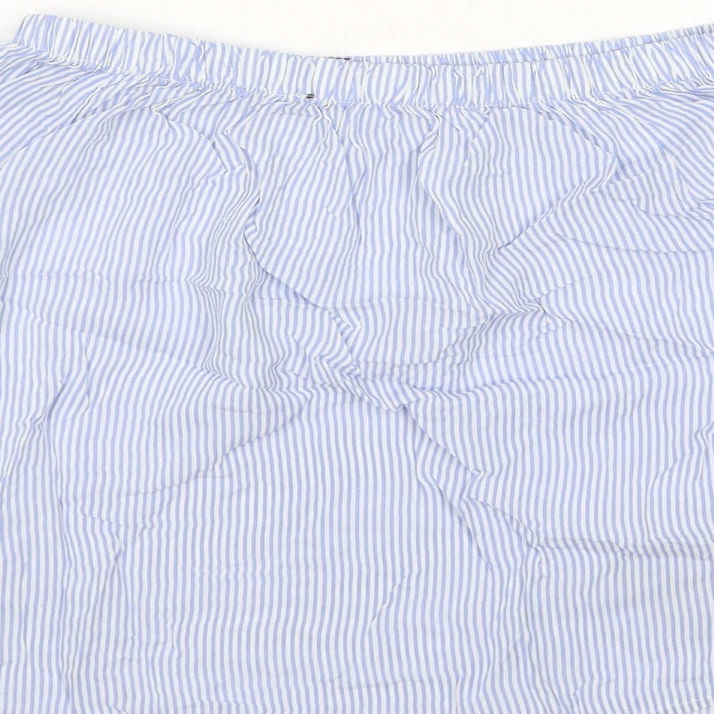 Boohoo Womens Multicoloured Striped Viscose Basic Blouse Size 8 Boat Neck