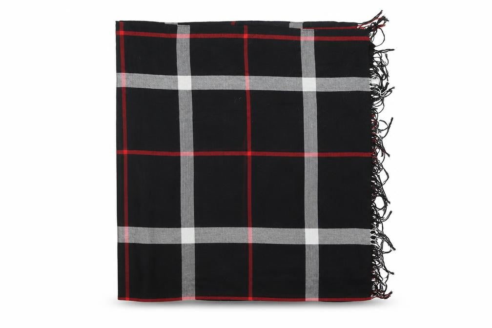 Front view of Preowrn women’s multicoloured plaid shawl/wrap