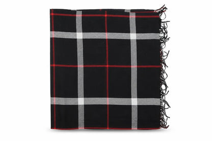 Front view of Preowrn women’s multicoloured plaid shawl/wrap